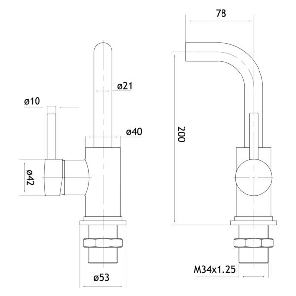 Eastbrook Meriden Wall Mounted Single Side Lever Basin Mixer Tap With Curved Spout - Image 3