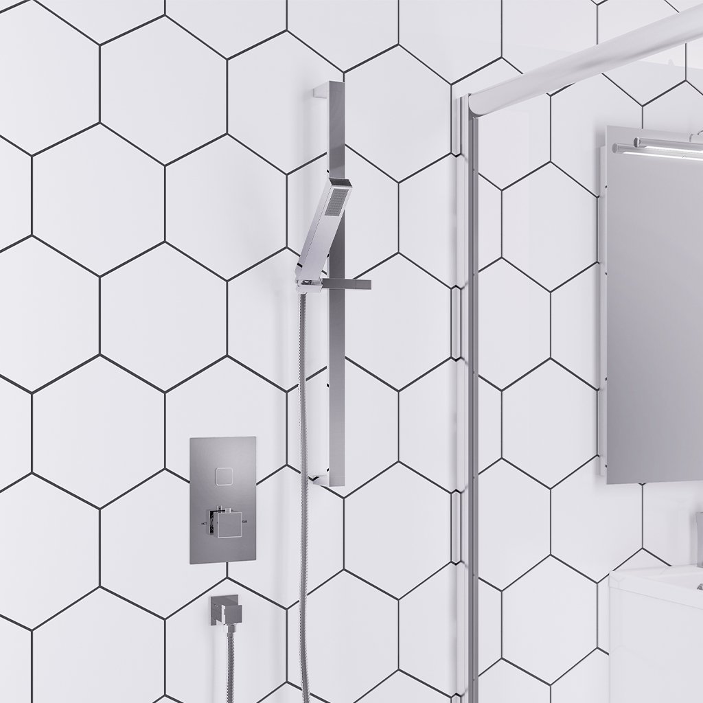 Eastbrook Concealed Shower Valve With Rectangular Slide Rail Shower Kit Chrome