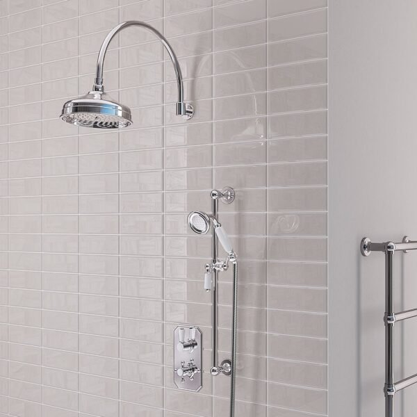 Eastbrook Concealed Shower Valve With Round Shower Head, Swivel Arm, Outlet Elbow And Handset Chrome