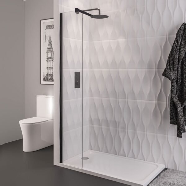 Eastbrook Vantage Easy Clean Wetroom Glass Panel 8mm Glass Matt Black