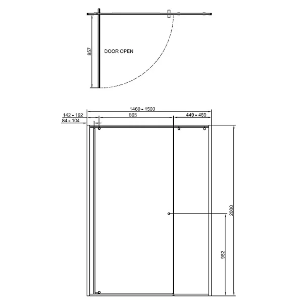 Matki-One Pivot Door for Recess Complete with Glass Guard - 1500mm - Colour Options - Image 6