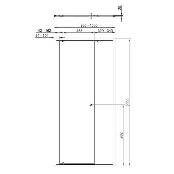 Matki-One Pivot Door for Recess Complete with Glass Guard - 1000mm - Colour Options - Image 6