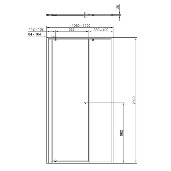 Matki-One Pivot Door for Recess Complete with Glass Guard - 1100mm - Colour Options - Image 6