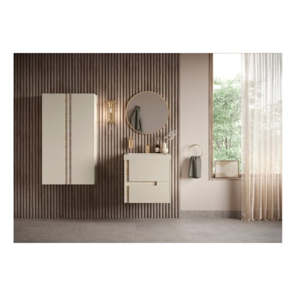 Trinity Base 2 Drawer Wall Hung Vanity Unit With White Basin - 815mm Wide - Matt Black - Image 6