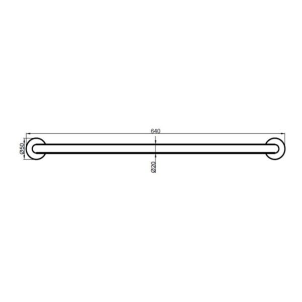 Trinity Straight Grab Rail - 640mm Wide - Chrome - Image 2