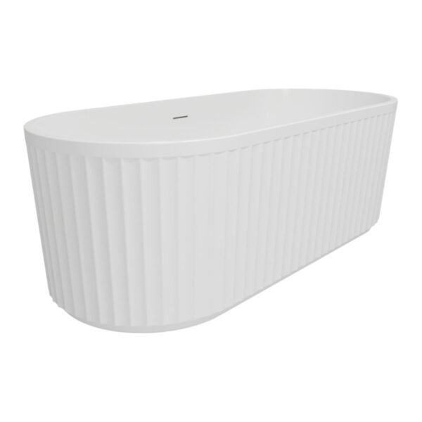 Trinity Swale Fluted Freestanding Bath - 1700mm x 750mm - White - Image 2