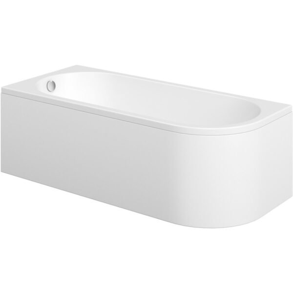 Trinity Mist J Shape Back To Wall Corner Bath with Legs - 1700mm - 725mm - White - Image 2