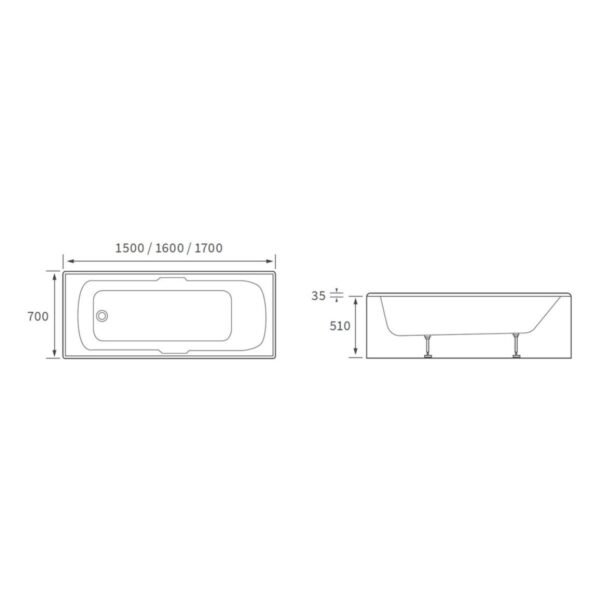 Trinity Revive Single Ended Gripped Straight Bath With Legs - White - Image 6