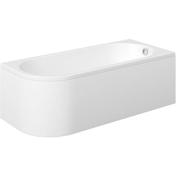 Trinity Mist J Shape Back To Wall Corner Bath with Legs - 1700mm - 725mm - White - Image 3