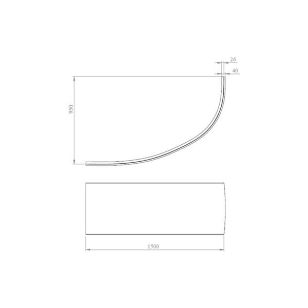 Trinity Serenity Double Ended Offset Corner Bath with Legs - 1500mm x 950mm - White - Image 6