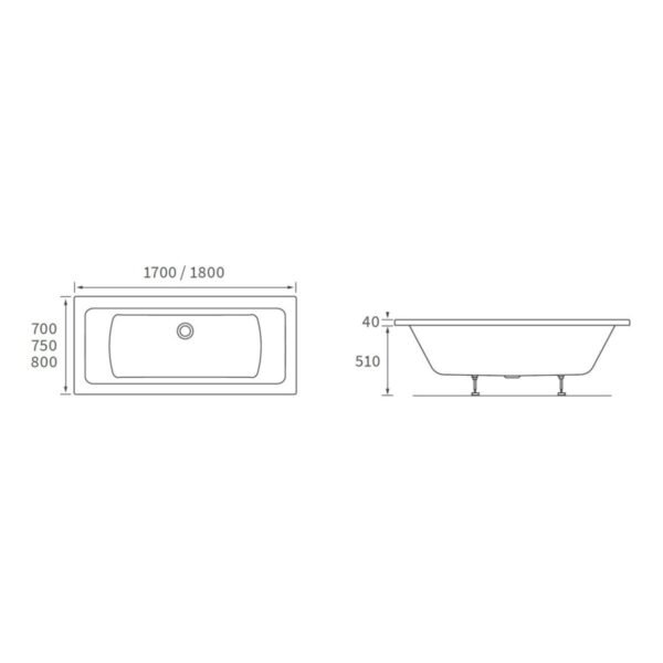 Trinity Haven Supercast Double Ended Bath With Legs - White - Image 6