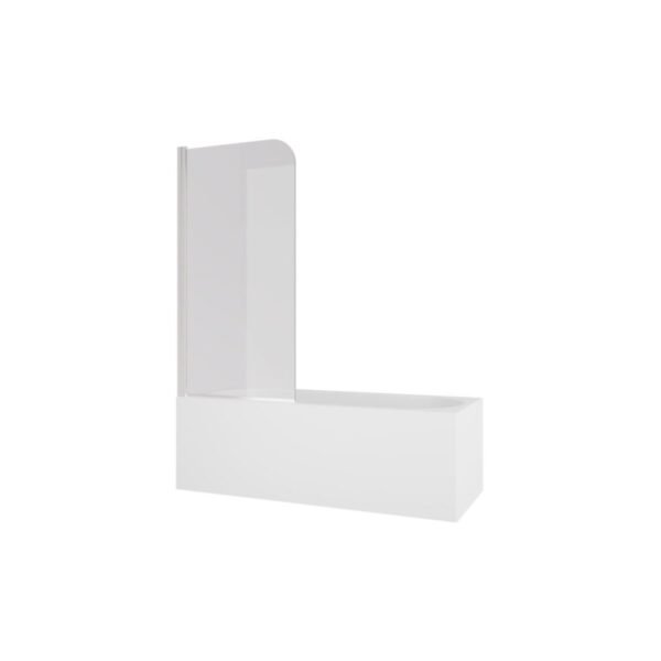 Trinity Single Curved Bath Screen - 6mm Glass - 1500mm x 800mm - Polished Silver - Image 3