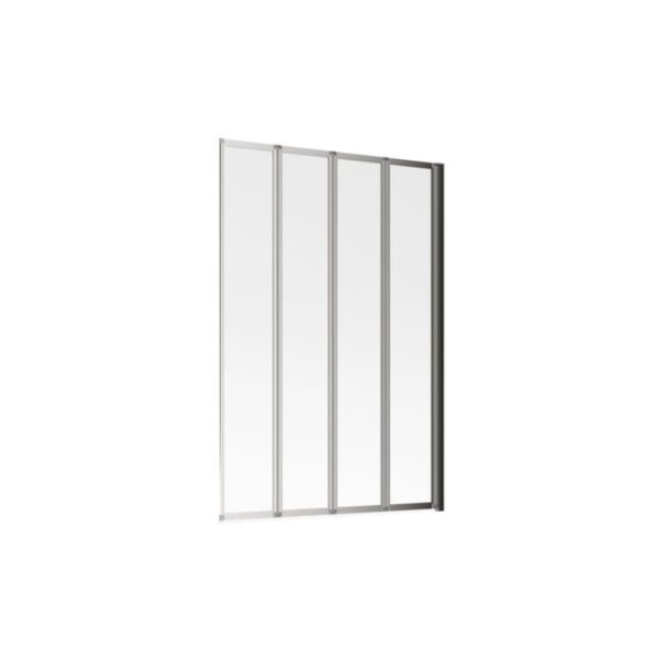 Trinity Framed 4-Fold Bath Screen - 4mm Glass - 1400mm x 800mm - Polished Silver - Image 2