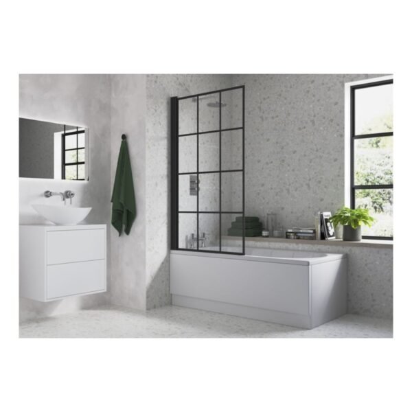 Trinity Straight Framed Bath Screen - 1500mm x 785mm/800mm - Black