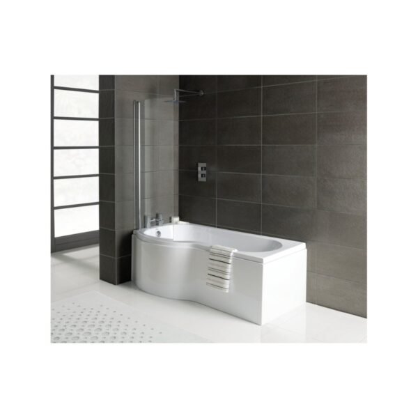Trinity P-Shaped Single Ended Shower Bath - 1700mm x 850mm - White - Image 2