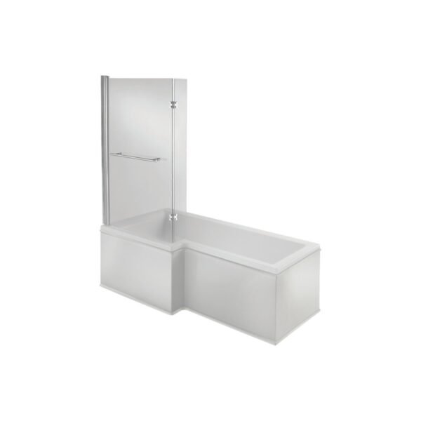 Trinity Haven L-Shaped Single Ended Supercast Shower Bath - 1700mm x 850mm - White - Image 2