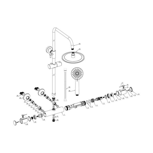 Trinity Essence Cool-Touch Thermostatic Mixer Shower With Riser & Overhead Kit - Chrome - Image 2