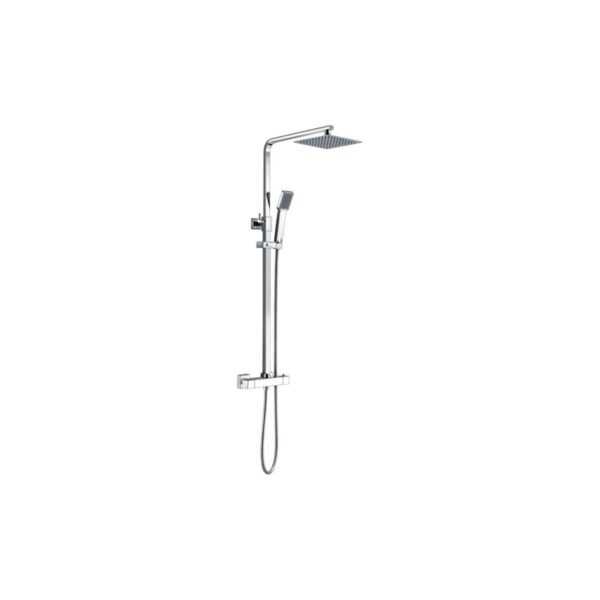 Trinity Opal Square Thermostatic Bar Mixer With Riser Kit - Chrome