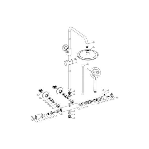 Trinity Pulse Round Thermostatic Bar Mixer With Riser Kit - Chrome - Image 2