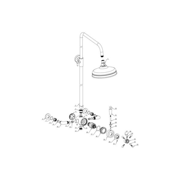 Trinity Aura Shower Pack Two - Concentric Single Outlet Shower Valve & Overhead Kit - Chrome - Image 2