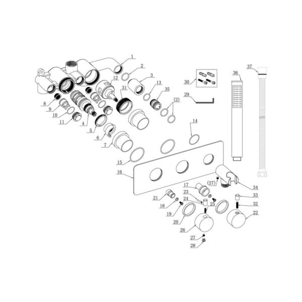 Trinity Sublime 2 Outlet Thermostatic Shower Valve With Handset - Chrome - Image 2