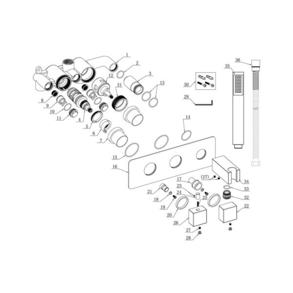 Trinity Tranquil 2 Outlet Thermostatic Shower Valve With Handset - Chrome - Image 2
