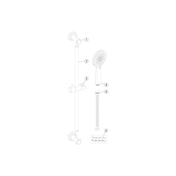 Trinity Round Premium Slider Rail Kit With 3 Mode Handset - Chrome - Image 2
