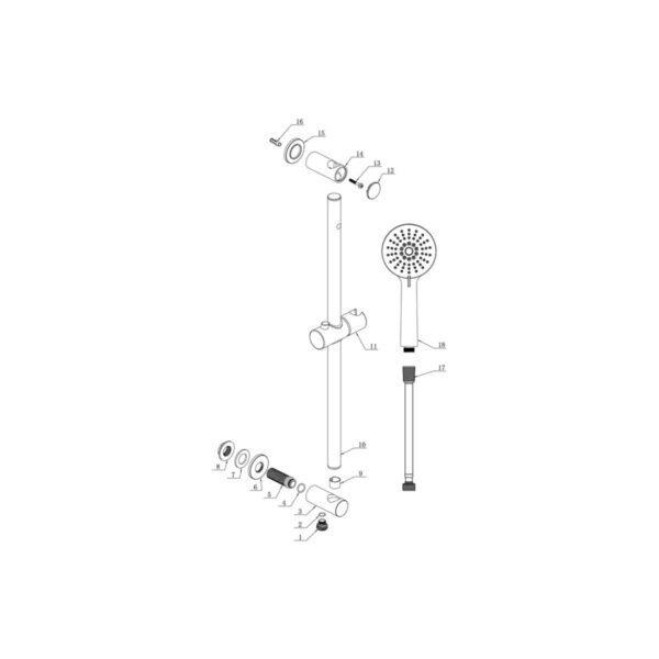 Trinity Round Premium Slider Rail Kit With Elbow & 3 Mode Handset - Chrome - Image 2