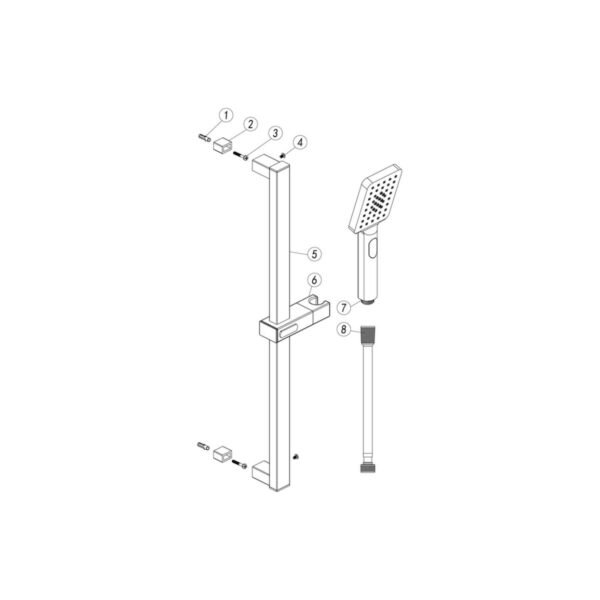 Trinity Square Push Button Shower Kit - Chrome - Image 2