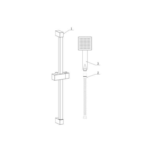 Trinity Square Slider Rail Kit With Single Mode Handset - Chrome - Image 2