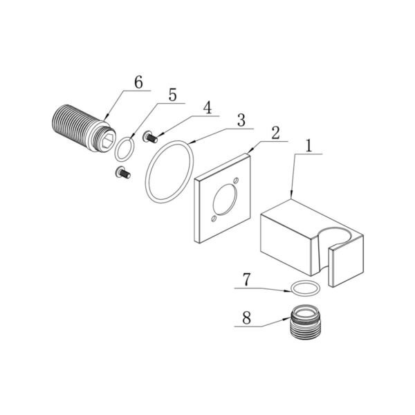 Trinity Square Handset Wall Bracket With Wall Outlet - Chrome - Image 2