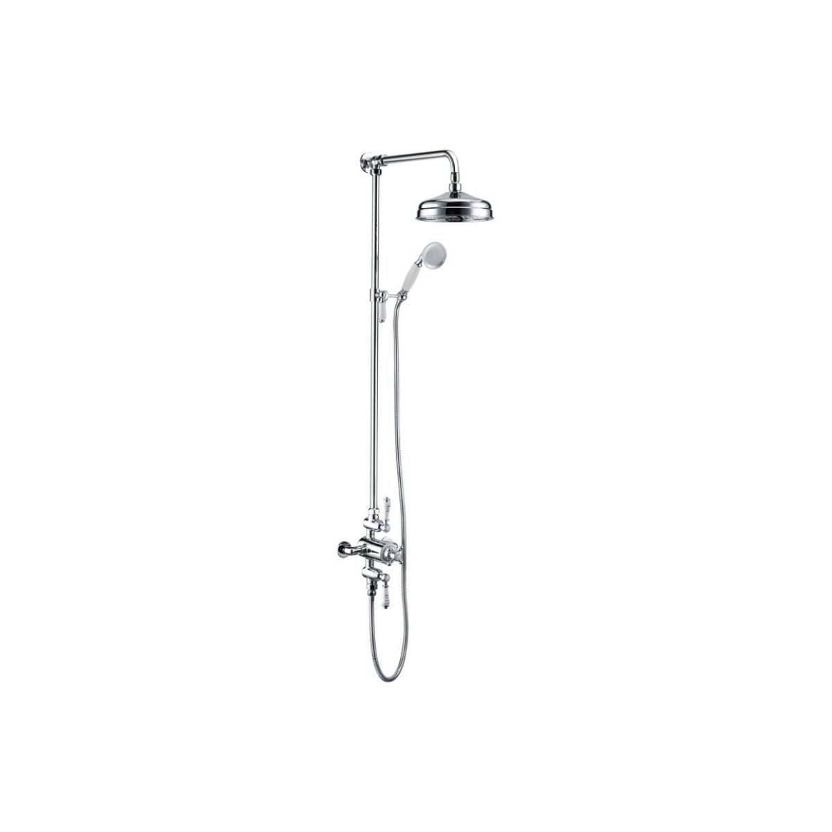 Trinity Aura 2 Outlet Exposed Shower Valve With Riser Kit & Overhead - Chrome