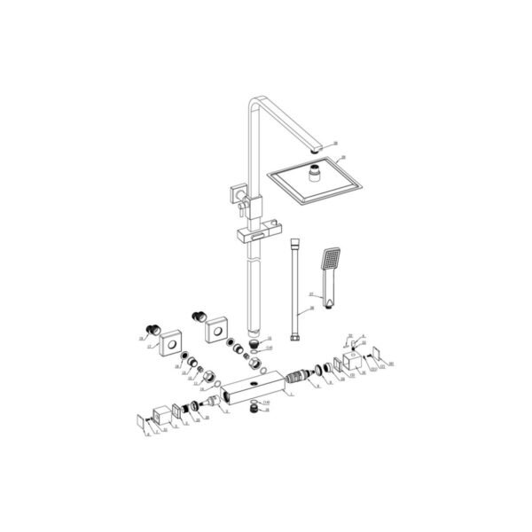 Trinity Opal Square Thermostatic Bar Mixer With Riser Kit - Chrome - Image 3