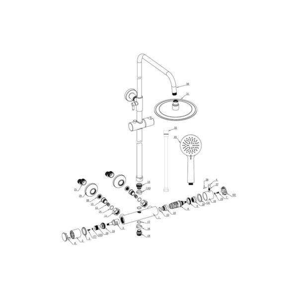 Trinity Pulse Round Thermostatic Bar Mixer With Riser Kit - Chrome - Image 4
