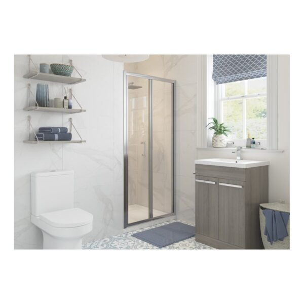 BSUKE Bolton Recessed Bi-Fold Shower Door - Polished Silver
