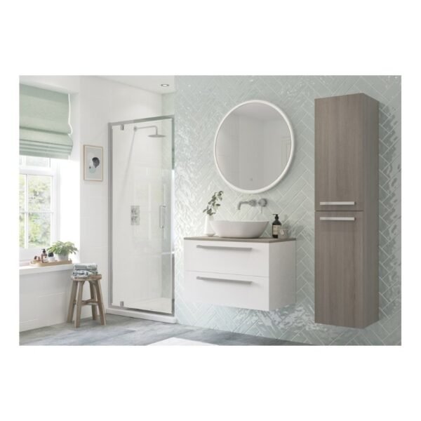 BSUKE Langley Recessed Pivot Shower Door - Polished Silver