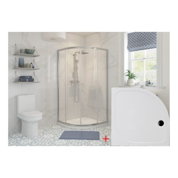 Velano Novara 2 Door Easy-Fit Quadrant Shower Enclosure With Tray And Waste - 6mm Glass - Chrome