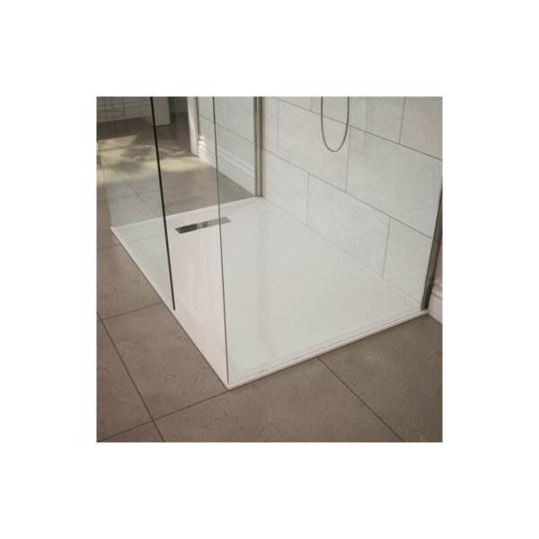 BSUKE Linear Rectangular Shower Tray With Waste - White