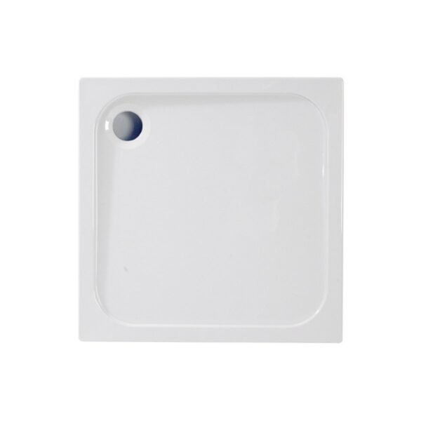 BSUKE Low Profile Square Shower Tray With Waste - 700mm x 700mm - White - Image 2