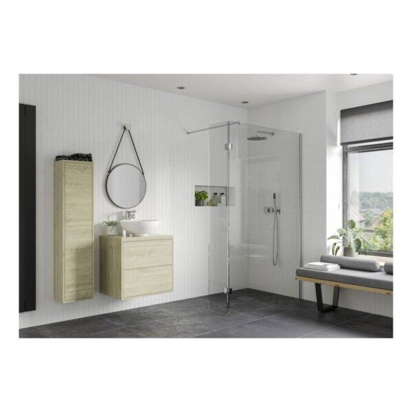 BSUKE Noble Wetroom Panel & Support Bar - 8mm Glass - Chrome