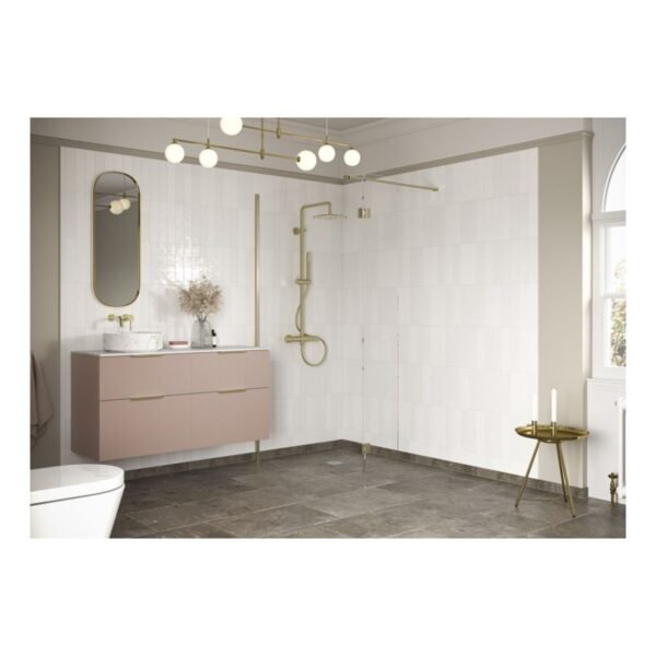 BSUKE Noble Wetroom Panel & Support Bar - 8mm Glass - Brushed Brass