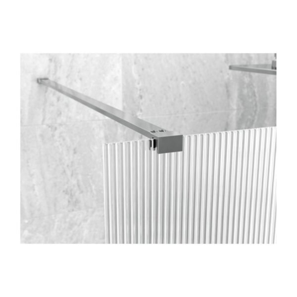 BSUKE Noble Fluted Wetroom Panel & Side Panel Arm - 8mm Glass - Chrome