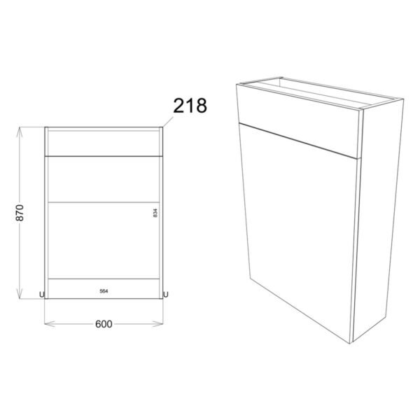 Trinity Clifton Slim WC Unit - 600mm Wide - Image 7