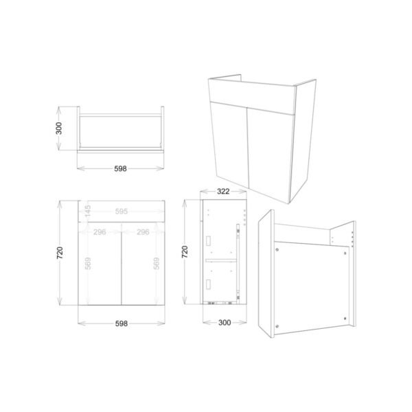 Trinity Wald 2 Door Floorstanding Vanity Unit - 600mm Wide - Image 6