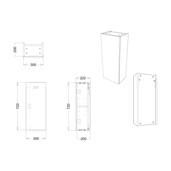 Trinity Wald 1 Door Wall Hung Storage Unit - 300mm Wide - Image 6