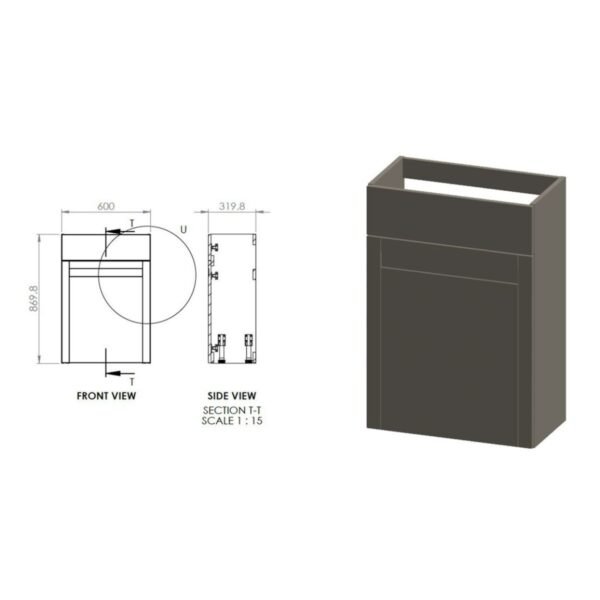 Trinity Wibsey WC Unit - 600mm Wide - Image 8