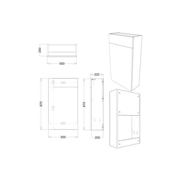 Trinity Wald Slim WC Unit - 500mm Wide - Image 7