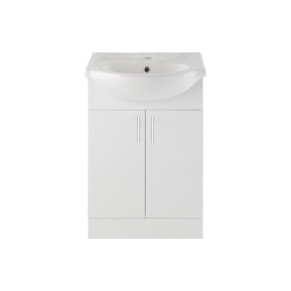 Trinity Whittle 1 Door Floorstanding Vanity Unit With Basin - White Gloss - Image 2