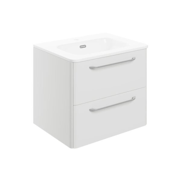 Trinity Curve 2 Drawer Wall Hung Vanity Unit With Basin - 610mm Wide