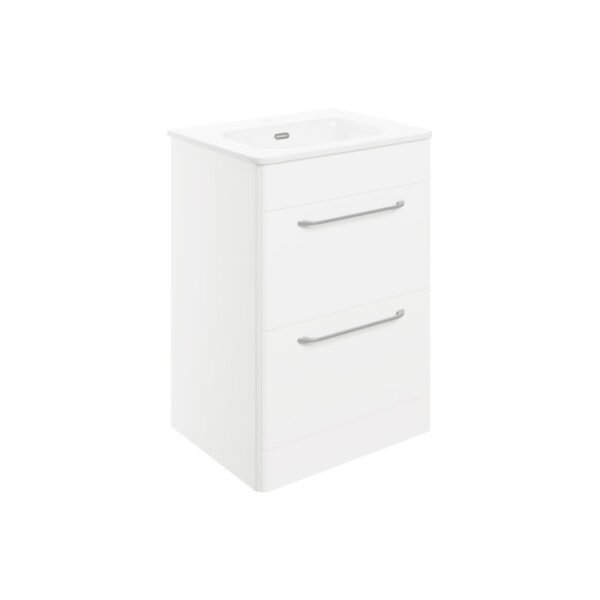 Trinity Curve 2 Drawer Floorstanding Vanity Unit With Basin - 610mm Wide